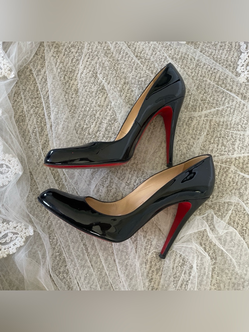 Christian Louboutin Black Patent High Heel Pumps with Red Sole